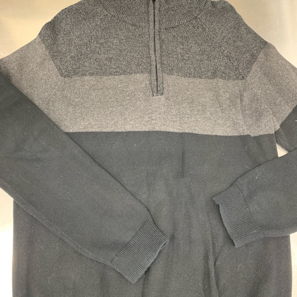 Calvin Klein Men's Charcoal and Black Zip-Up Sweater